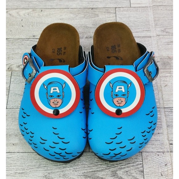 Birkenstock Other - Kids Birkenstock Marvel Captain America Milano Sandals Birkis 26 8 Clogs Shoes
